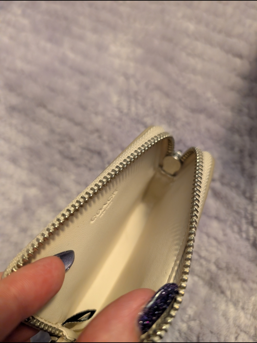 Coach Cream Floral Card Case with Keychain Clip - Picture 3 of 3